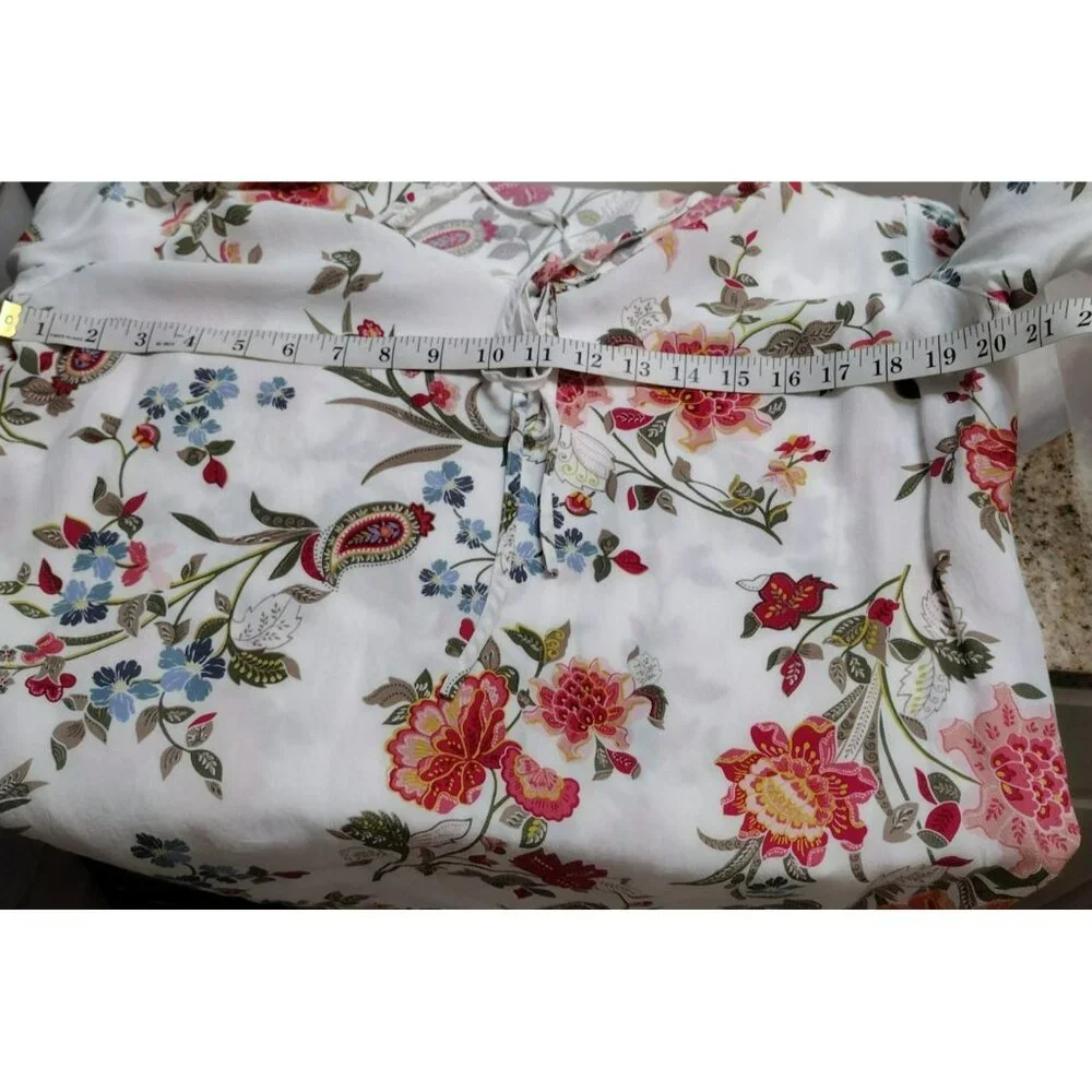 Ann Taylor White Floral Tie-Neck Blouse - Picture 5 of 5